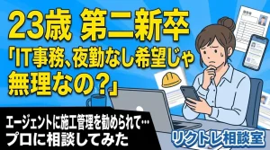 23歳第二新卒「IT事務、夜勤なし希望じゃ無理なの？」にプロが真剣に答えてみた【リクトレ相談室】