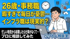 26歳事務職「暇すぎて毎日が憂鬱…未経験でインフラエンジニアは現実的？」にプロが真剣に答えてみた【リクトレ相談室】
