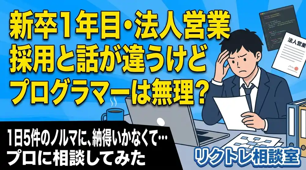 新卒1年目営業「採用時と話が違うけど、未経験でプログラマーは無理？」にプロが真剣に答えてみた【リクトレ相談室】