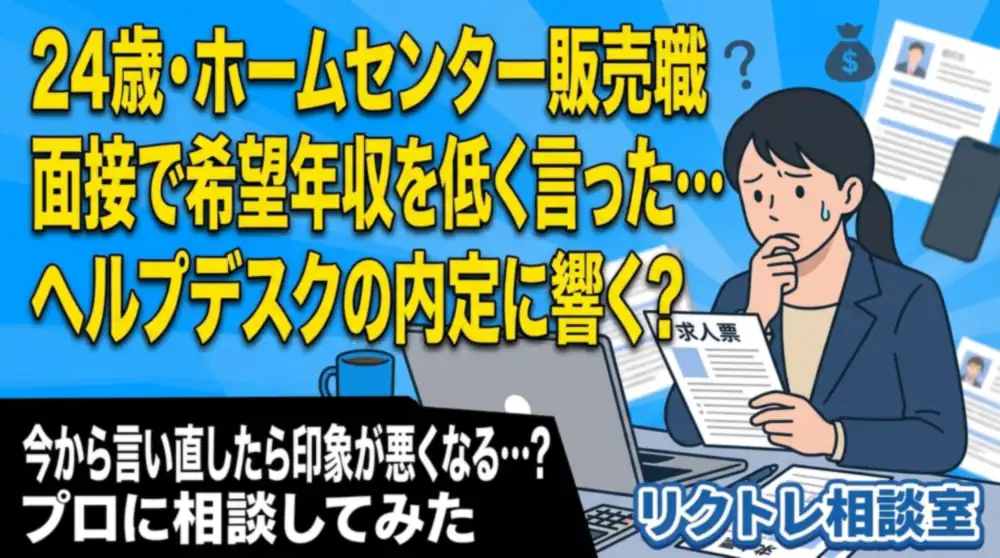 24歳販売職「希望額を低く言った…ITヘルプデスクの内定に響く？」にプロが真剣に答えてみた【リクトレ相談室】