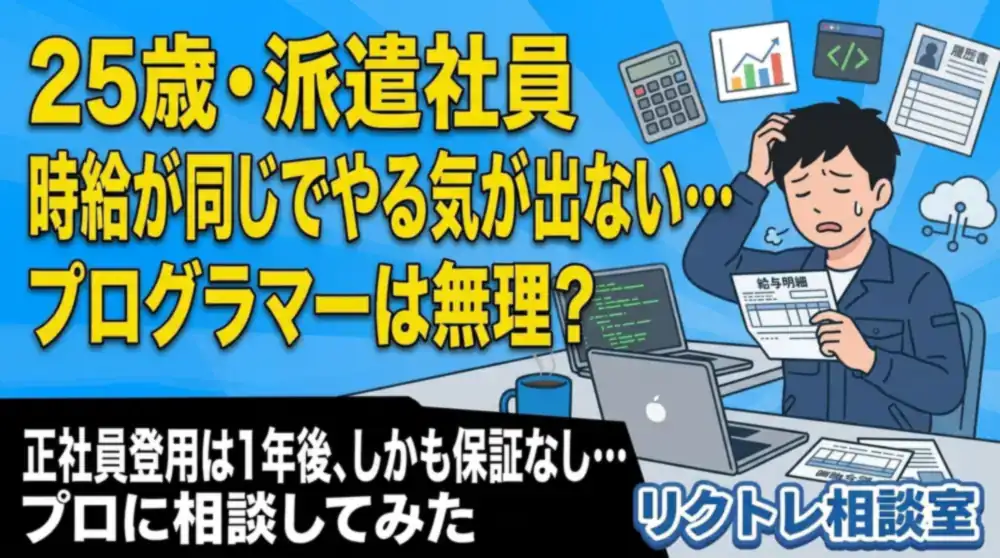 25歳派遣社員「頑張っても時給は同じ…やる気が出ない自分にプログラマーは無理？」にプロが真剣に答えてみた【リクトレ相談室】