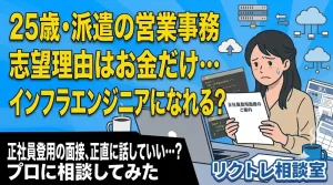 25歳派遣社員「志望理由はお金だけ…インフラエンジニアになれる？」にプロが真剣に答えてみた【リクトレ相談室】